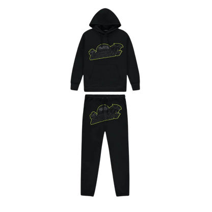 TS London Shooters Hooded Tracksuit - Black/Lime